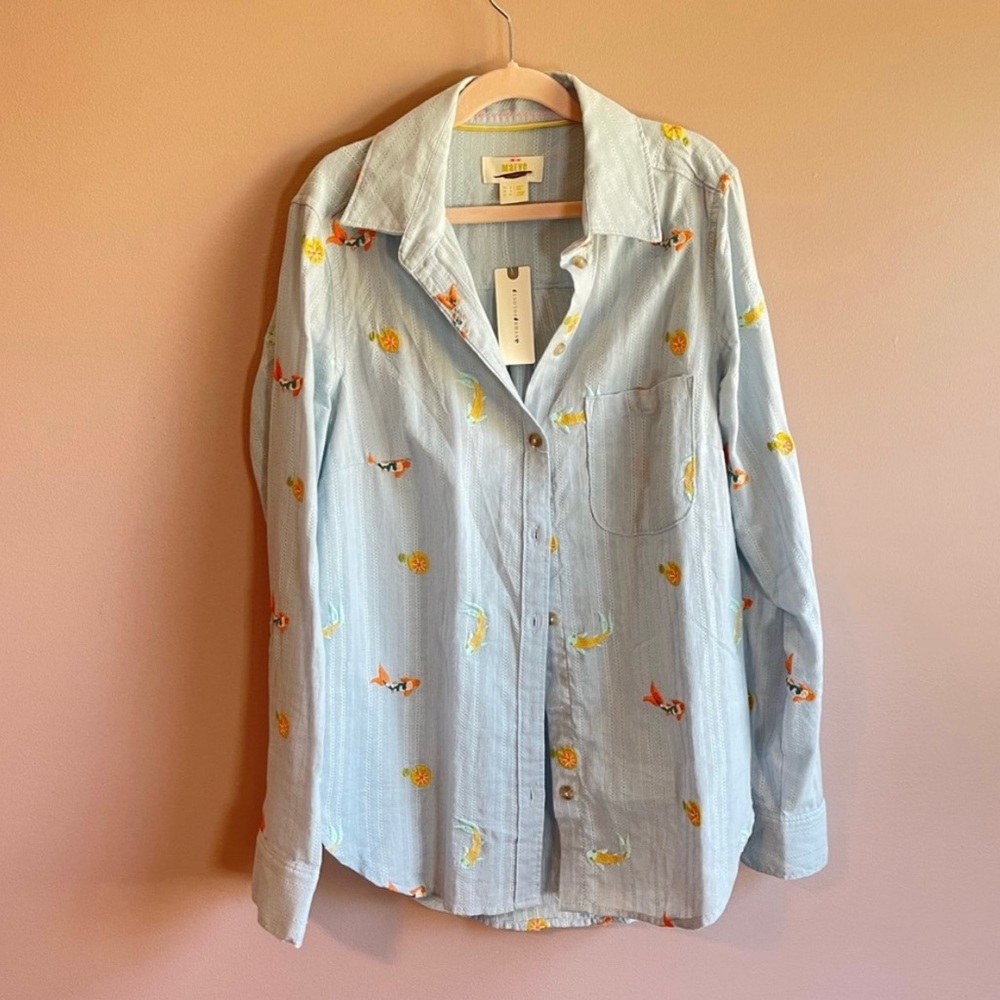 Anthropologie Maeve embroidered button down size 2 nwt